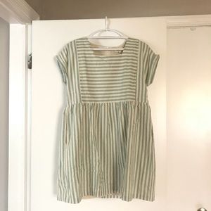 Striped Sage and Cream Striped Dress